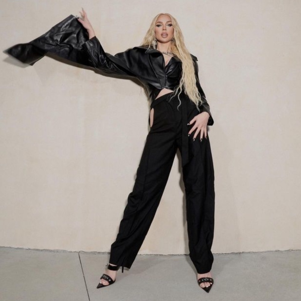 H&M x Mugler Black Cut Out Trousers (Sz 2)